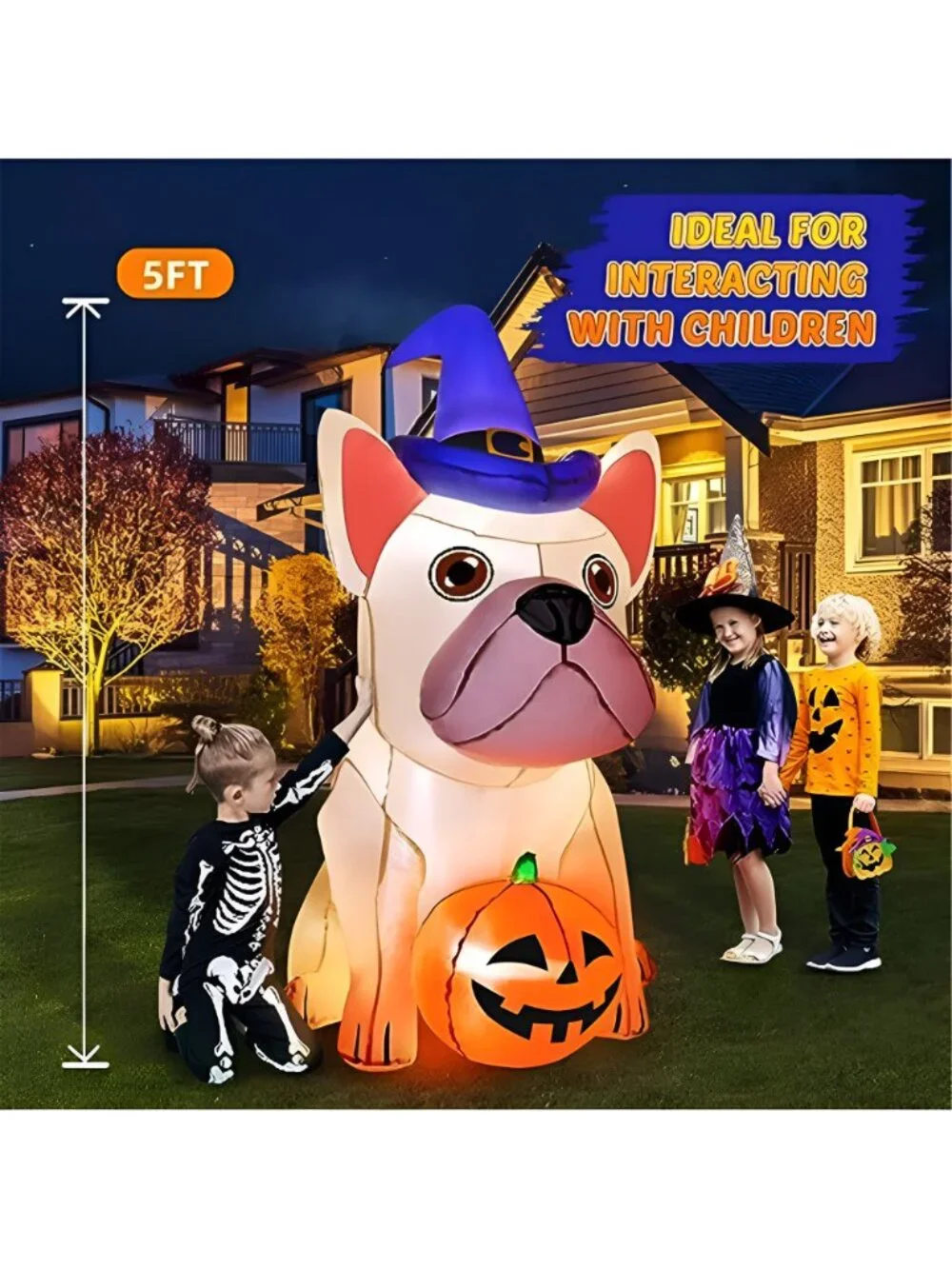 5Ft Halloween Inflatables Decorations Build-in Bright LEDs Blow Up Yard